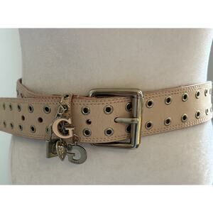 Vintage Y2K Guess Pink Belt Charms Leather Silver Studded Holes Punk 90s Women S